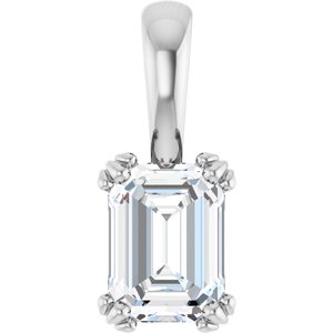 Platinum 7.5x5.5 mm Emerald Pendant Mounting