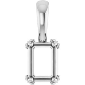 18K White Gold 7.5x5.5 mm Emerald Pendant Mounting – image 2