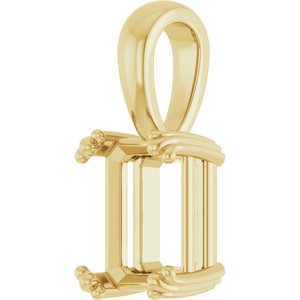 18K Yellow Gold 8.5x6.5 mm Emerald Pendant Mounting – image 4