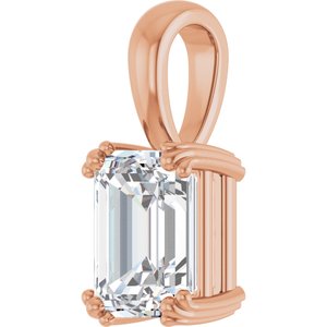 14K Rose Gold 8.5x6.5 mm Emerald Pendant Mounting – image 3