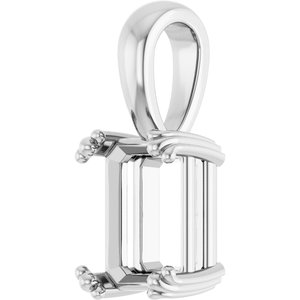 14K White Gold 8.5x6.5 mm Emerald Pendant Mounting – image 4
