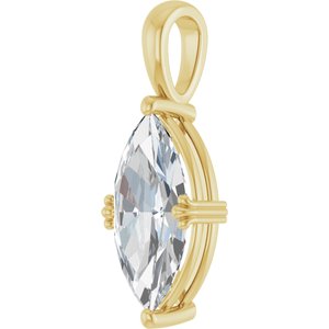 10K Yellow Gold 16x8 mm Marquise Pendant Mounting – image 3