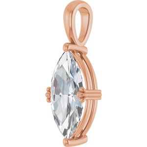 10K Rose Gold 16x8 mm Marquise Pendant Mounting – image 3