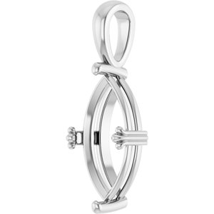 10K White Gold 16x8 mm Marquise Pendant Mounting – image 4
