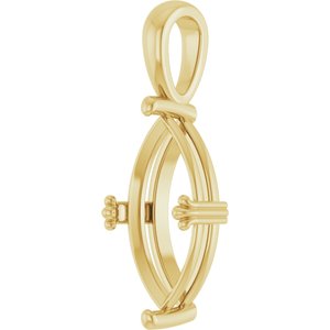 14K Yellow Gold 16x8 mm Marquise Pendant Mounting – image 4