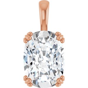 10K Rose Gold 14x10 mm Elongated Cushion Pendant Mounting