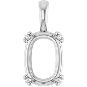 18K White Gold 14x10 mm Elongated Cushion Pendant Mounting – image 2