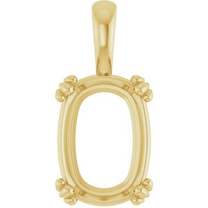 18K Yellow Gold 14x10 mm Elongated Cushion Pendant Mounting – image 2