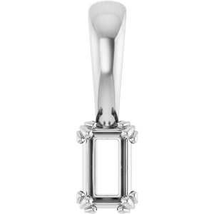 Continuum Sterling Silver 5x3 mm Emerald Pendant Mounting – image 2