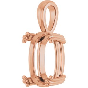 10K Rose Gold 14x10 mm Elongated Cushion Pendant Mounting – image 4
