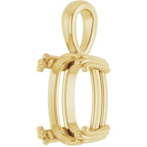 10K Yellow Gold 14x10 mm Elongated Cushion Pendant Mounting – image 4