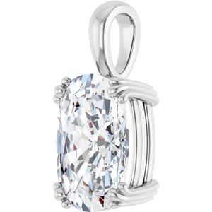 10K White Gold 14x10 mm Elongated Cushion Pendant Mounting – image 3