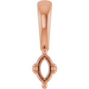 18K Rose Gold 5x3 mm Marquise Pendant Mounting – image 2