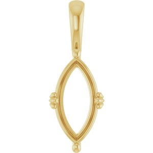 10K Yellow Gold 14x7 mm Marquise Pendant Mounting – image 2