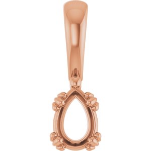 10K Rose Gold 6.5x4.5 mm Pear Pendant Mounting – image 2