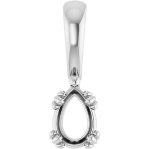 18K White Gold 6.5x4.5 mm Pear Pendant Mounting – image 2