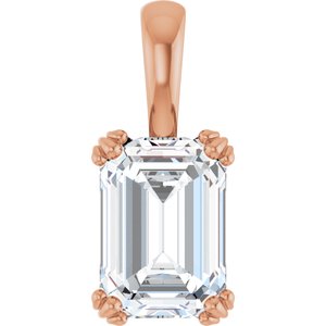10K Rose Gold 10x7 mm Emerald Pendant Mounting