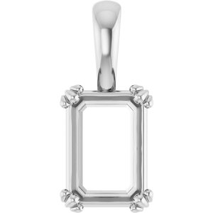 14K White Gold 10x7 mm Emerald Pendant Mounting – image 2