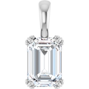 14K X1 White Gold 10x7 mm Emerald Pendant Mounting