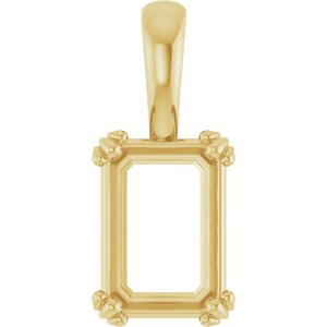 14K Yellow Gold 10x7 mm Emerald Pendant Mounting – image 2