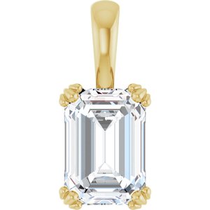 14K Yellow Gold 10x7 mm Emerald Pendant Mounting