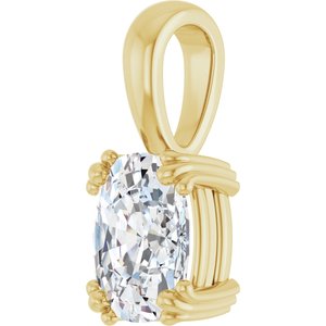 14K Yellow Gold 8.5x6.5 mm Elongated Cushion Pendant Mounting – image 3