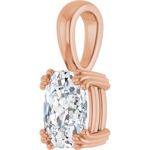 18K Rose Gold 8.5x6.5 mm Elongated Cushion Pendant Mounting – image 3