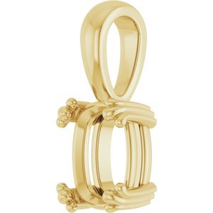 14K Yellow Gold 8.5x6.5 mm Elongated Cushion Pendant Mounting – image 4