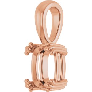 18K Rose Gold 8.5x6.5 mm Elongated Cushion Pendant Mounting – image 4