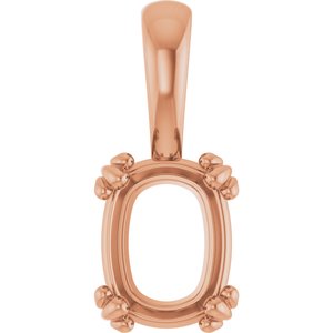 14K Rose Gold 8.5x6.5 mm Elongated Cushion Pendant Mounting – image 2