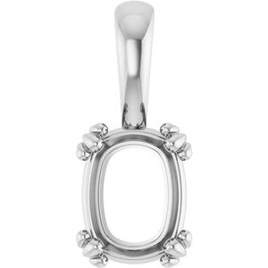Sterling Silver 8.5x6.5 mm Elongated Cushion Pendant Mounting – image 2