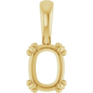 18K Yellow Gold 8.5x6.5 mm Elongated Cushion Pendant Mounting – image 2