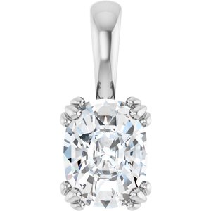 14K White Gold 8.5x6.5 mm Elongated Cushion Pendant Mounting