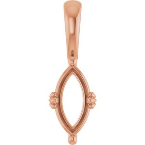 18K Rose Gold 10x5 mm Marquise Pendant Mounting – image 2