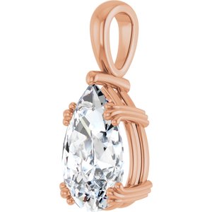 10K Rose Gold 14x9 mm Pear Pendant Mounting – image 3