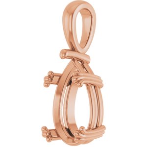 10K Rose Gold 14x9 mm Pear Pendant Mounting – image 4
