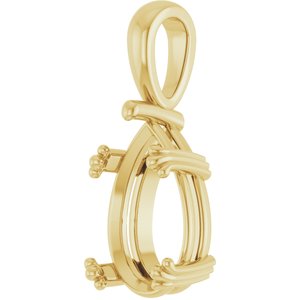 14K Yellow Gold 14x9 mm Pear Pendant Mounting – image 4