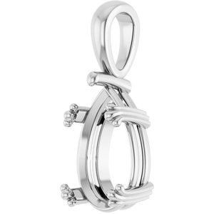 14K White Gold 14x9 mm Pear Pendant Mounting – image 4