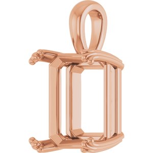 10K Rose Gold 14x12 mm Emerald Pendant Mounting – image 4