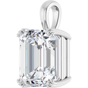 10K White Gold 14x12 mm Emerald Pendant Mounting – image 3