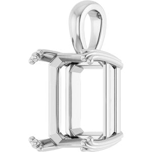 Platinum 14x12 mm Emerald Pendant Mounting – image 4
