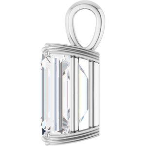 14K X1 White Gold 16x12 mm Emerald Pendant Mounting – image 5