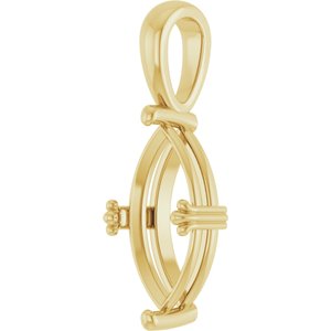 18K Yellow Gold 14x7 mm Marquise Pendant Mounting – image 4