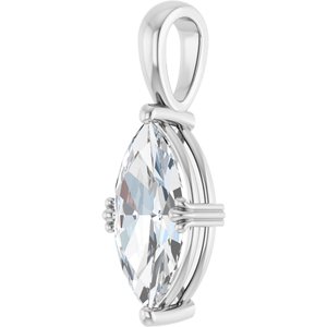 Sterling Silver 14x7 mm Marquise Pendant Mounting – image 3