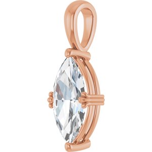 18K Rose Gold 14x7 mm Marquise Pendant Mounting – image 3