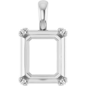 Sterling Silver 14x12 mm Emerald Pendant Mounting – image 2