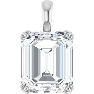 18K White Gold 14x12 mm Emerald Pendant Mounting
