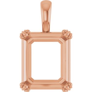 18K Rose Gold 14x12 mm Emerald Pendant Mounting – image 2