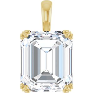 14K Yellow Gold 14x12 mm Emerald Pendant Mounting