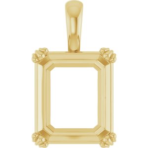 18K Yellow Gold 14x12 mm Emerald Pendant Mounting – image 2